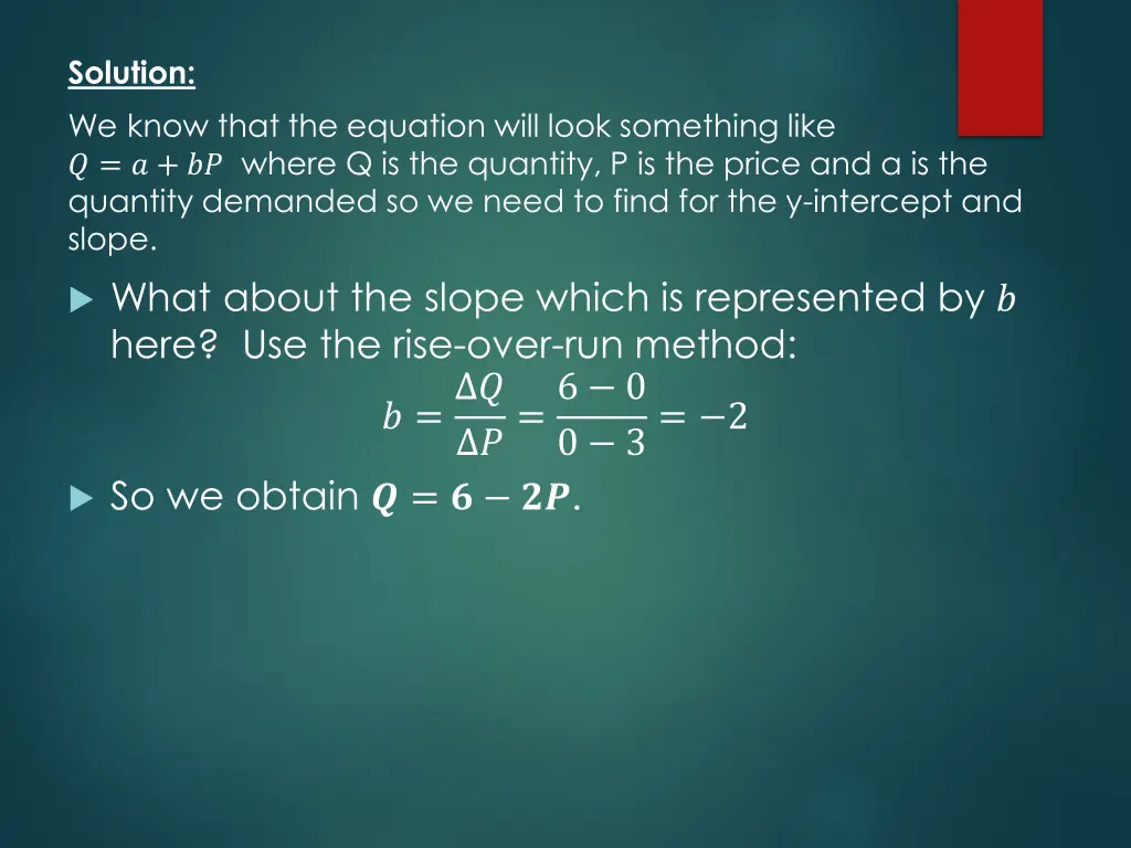 solution we know that the equation will look