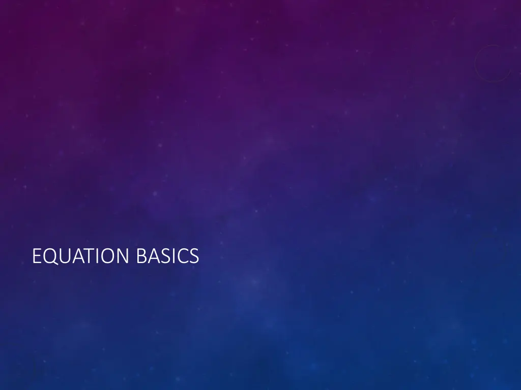 equation basics