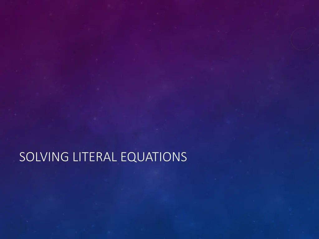 solving literal equations