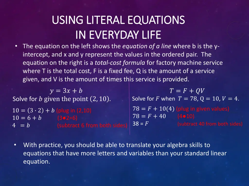 using literal equations using literal equations