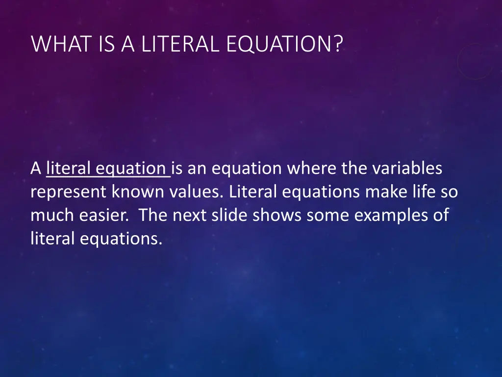 what is a literal equation