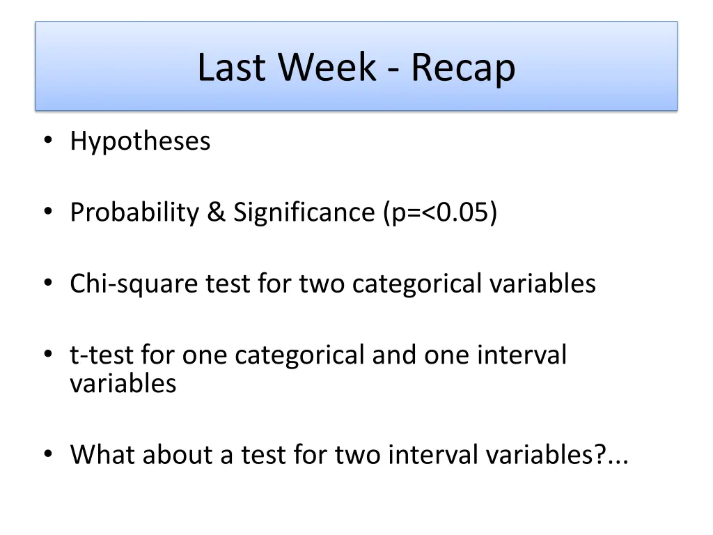 last week recap