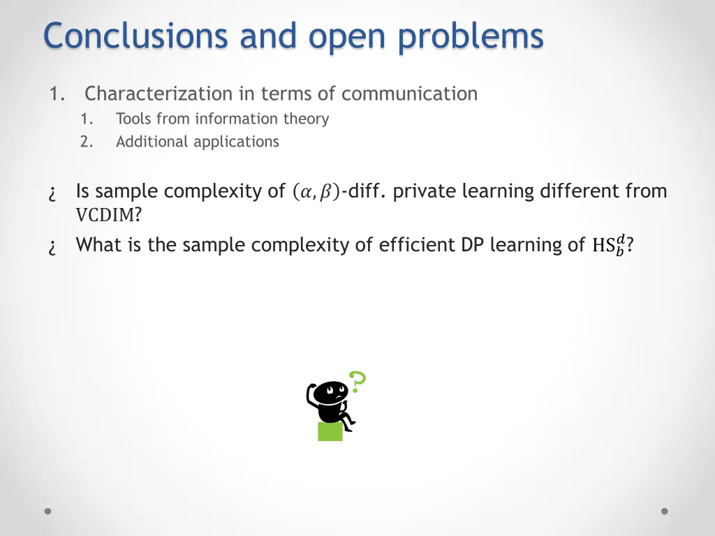 conclusions and open problems