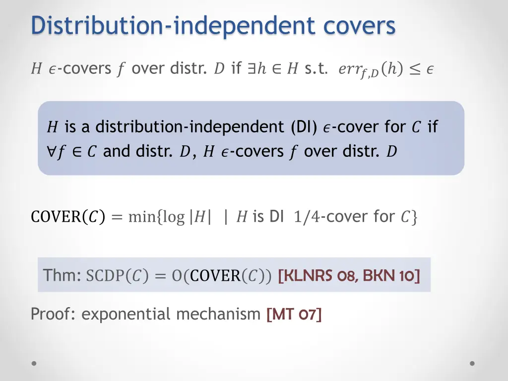 distribution independent covers
