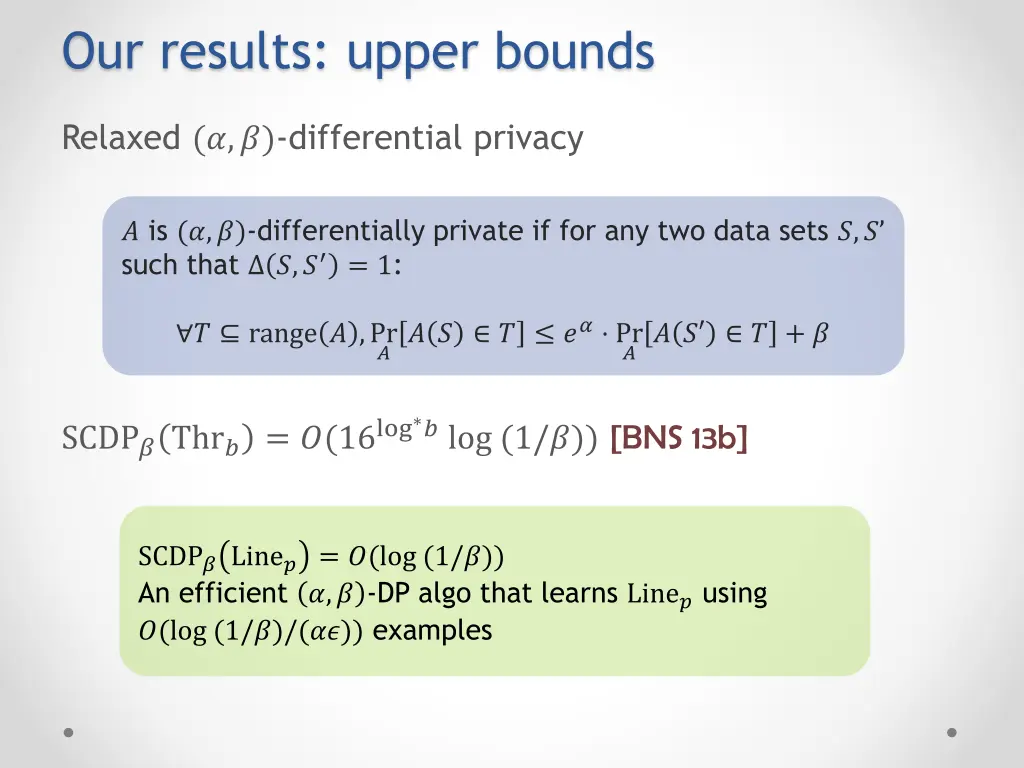 our results upper bounds