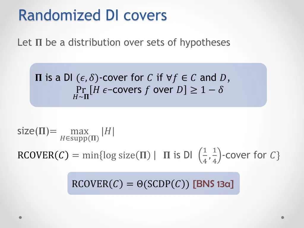 randomized di covers