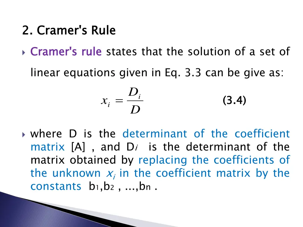 2 cramer s rule cramer s rule linear equations