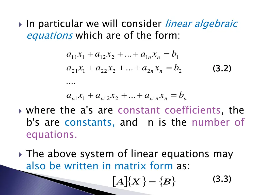 in particular we will consider linear algebraic