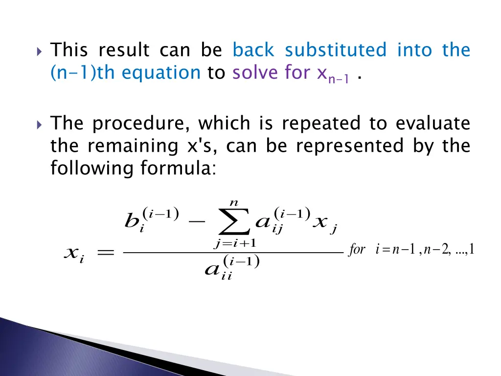 this result can be back substituted into