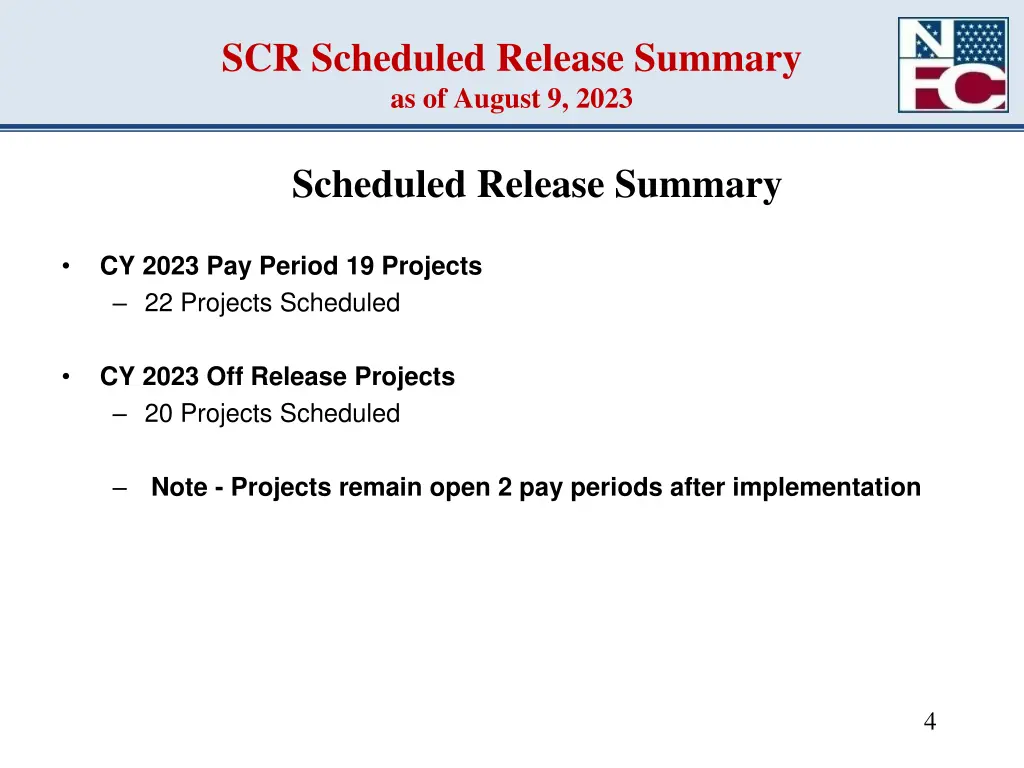 scr scheduled release summary as of august 9 2023