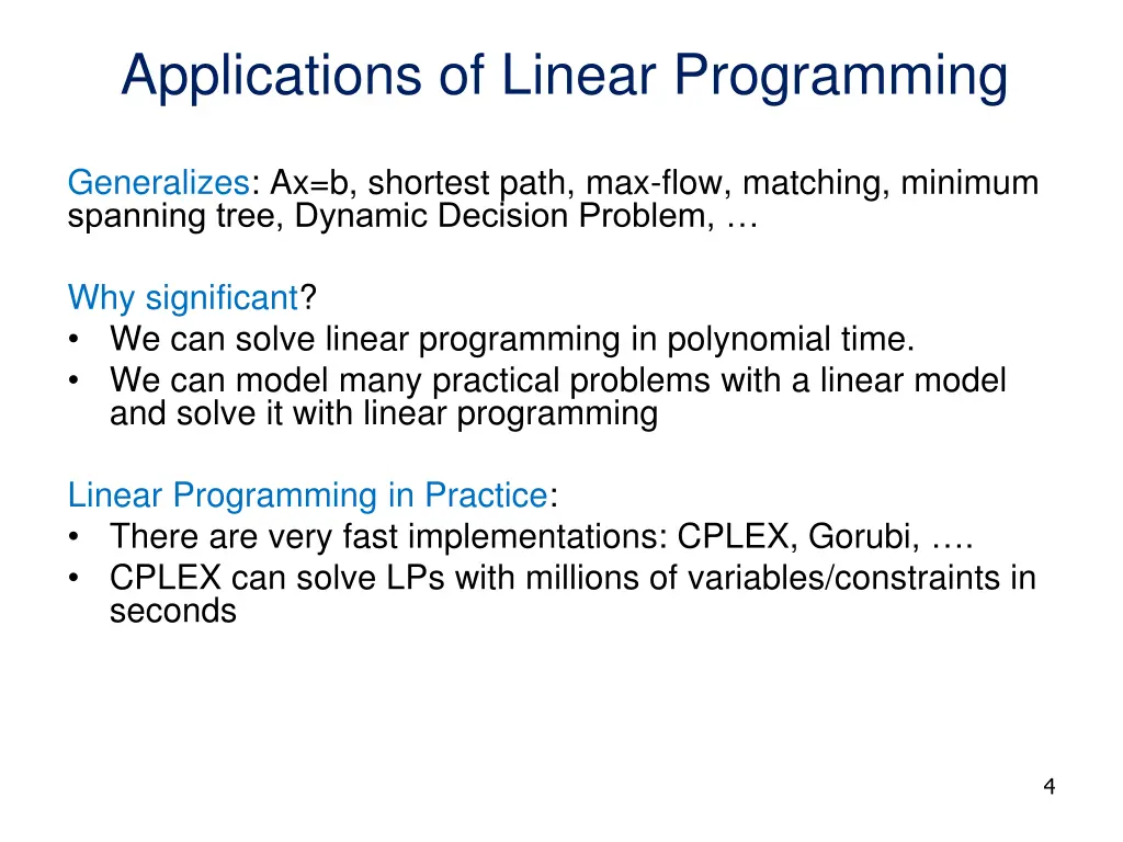 applications of linear programming