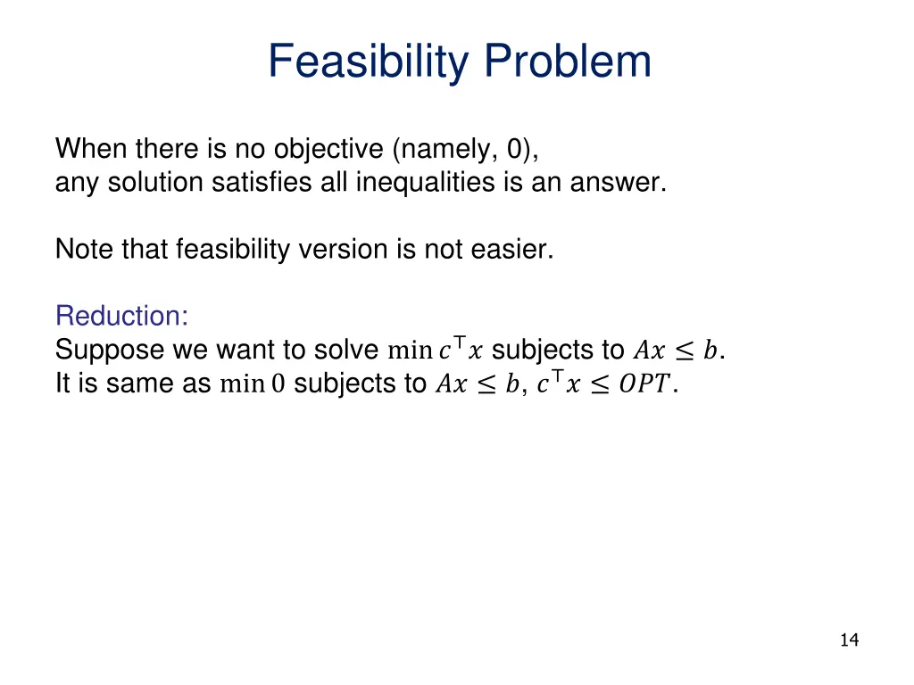 feasibility problem