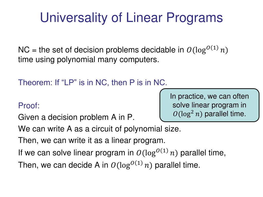 universality of linear programs