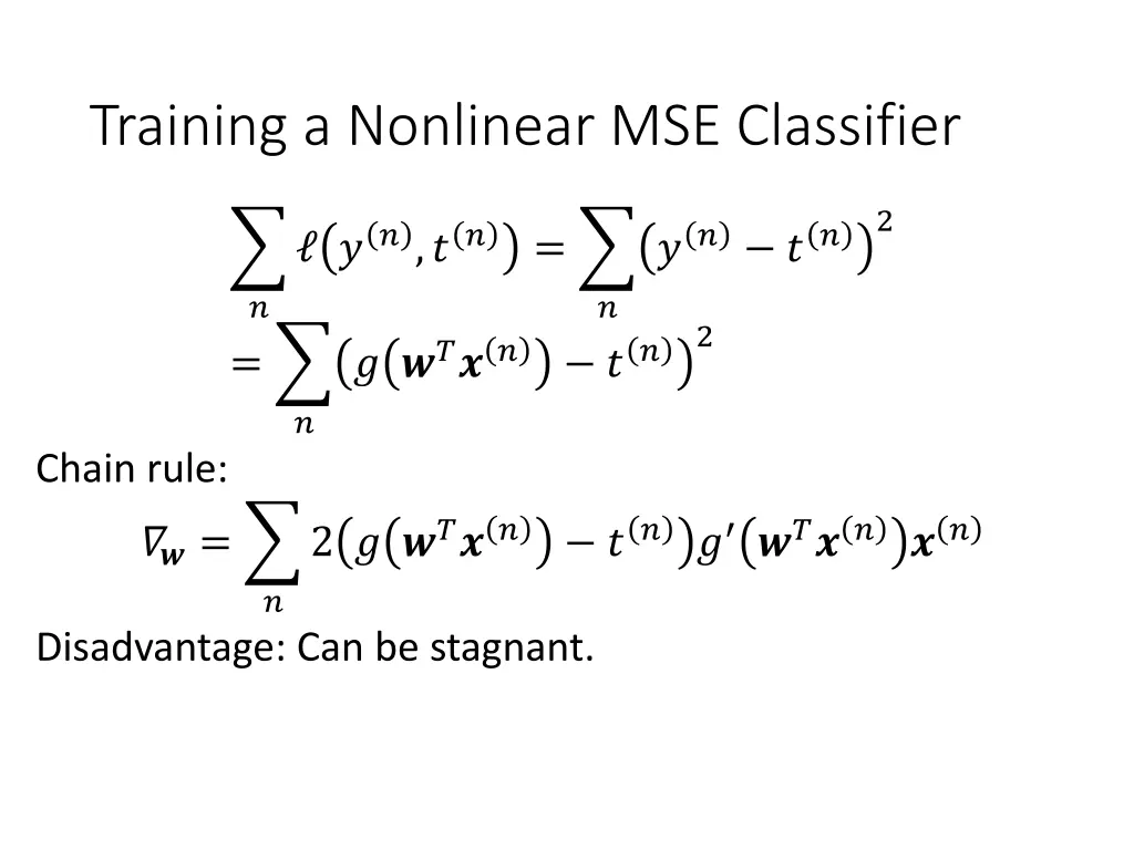 training a nonlinear mse classifier