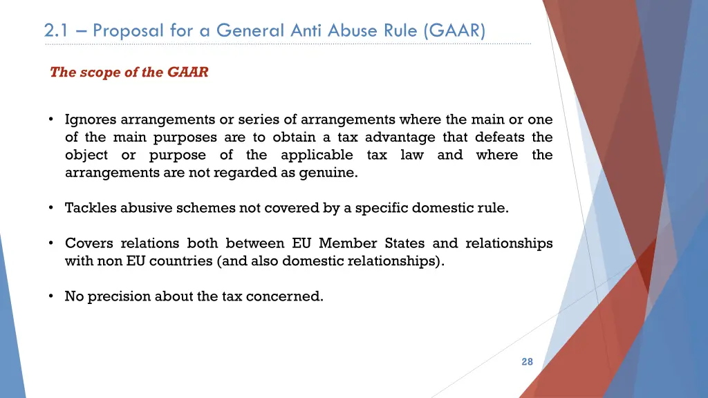 2 1 proposal for a general anti abuse rule gaar