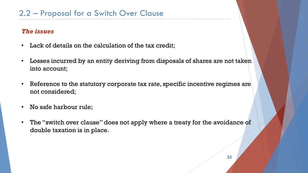 2 2 proposal for a switch over clause 2