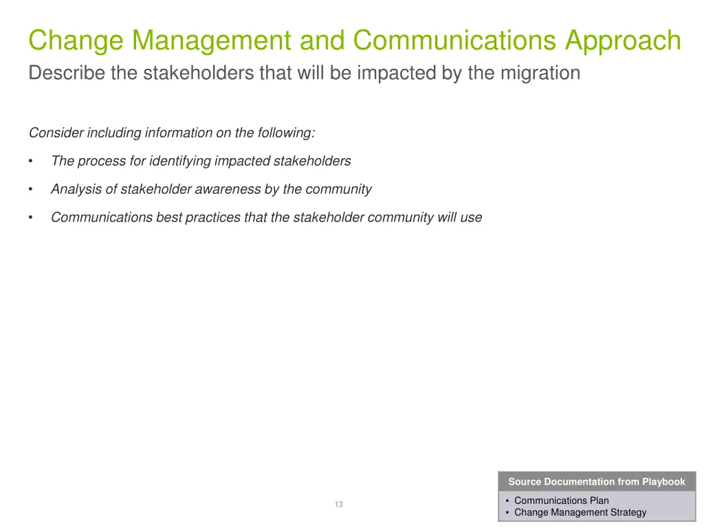 change management and communications approach