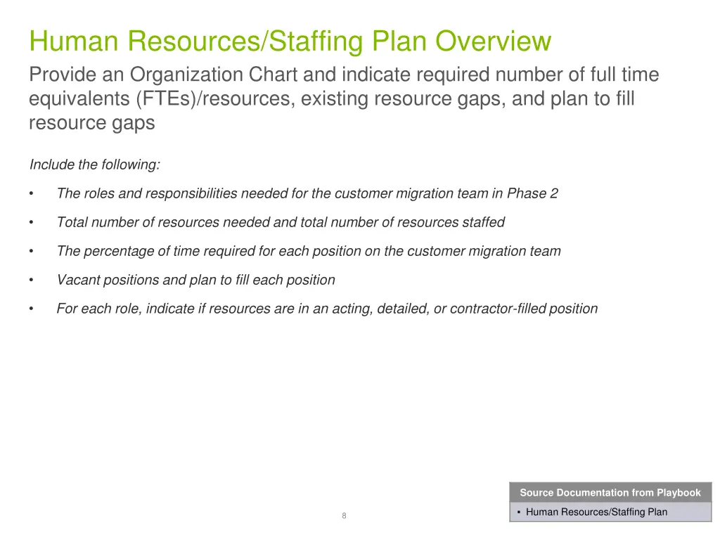 human resources staffing plan overview