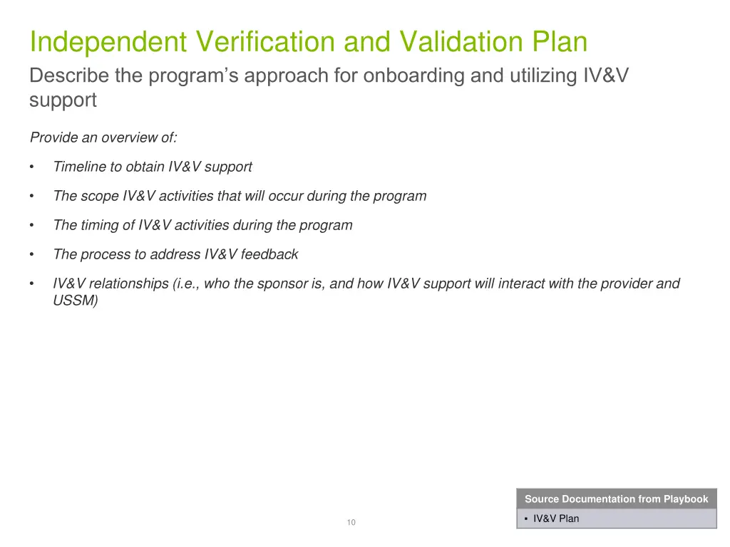 independent verification and validation plan