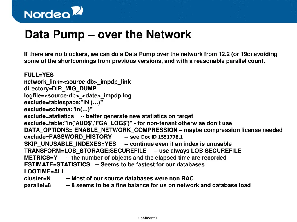 data pump over the network