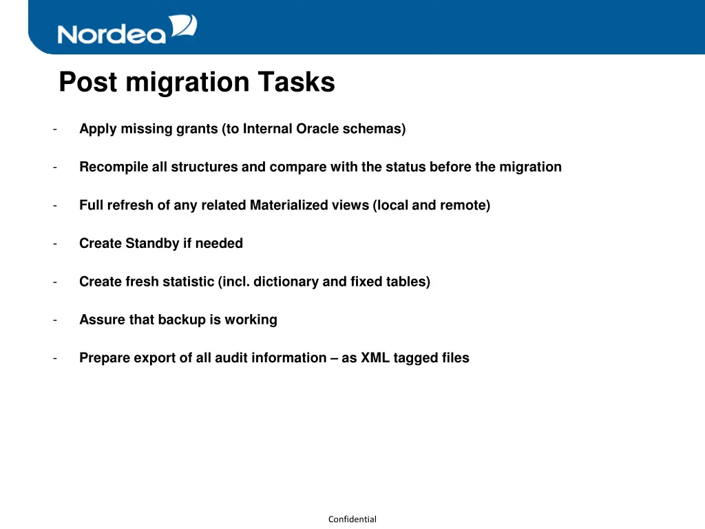 post migration tasks