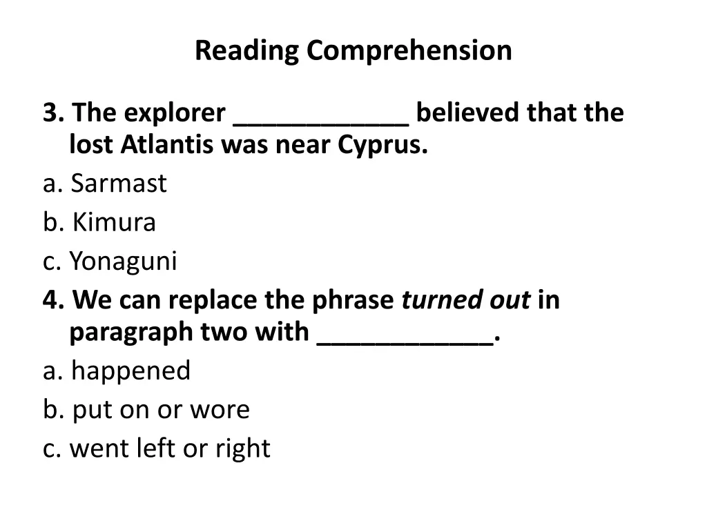 reading comprehension 1