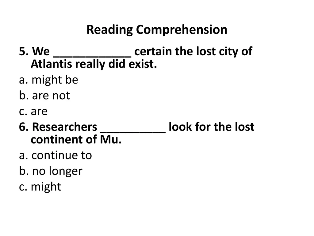 reading comprehension 2