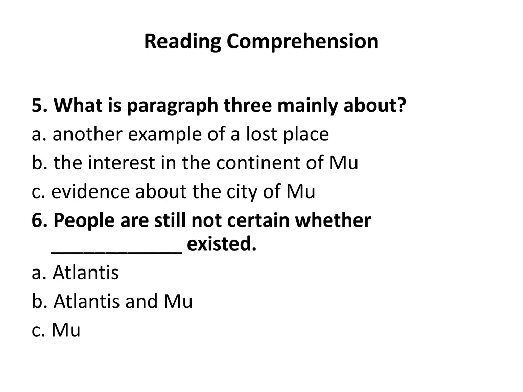 reading comprehension 5