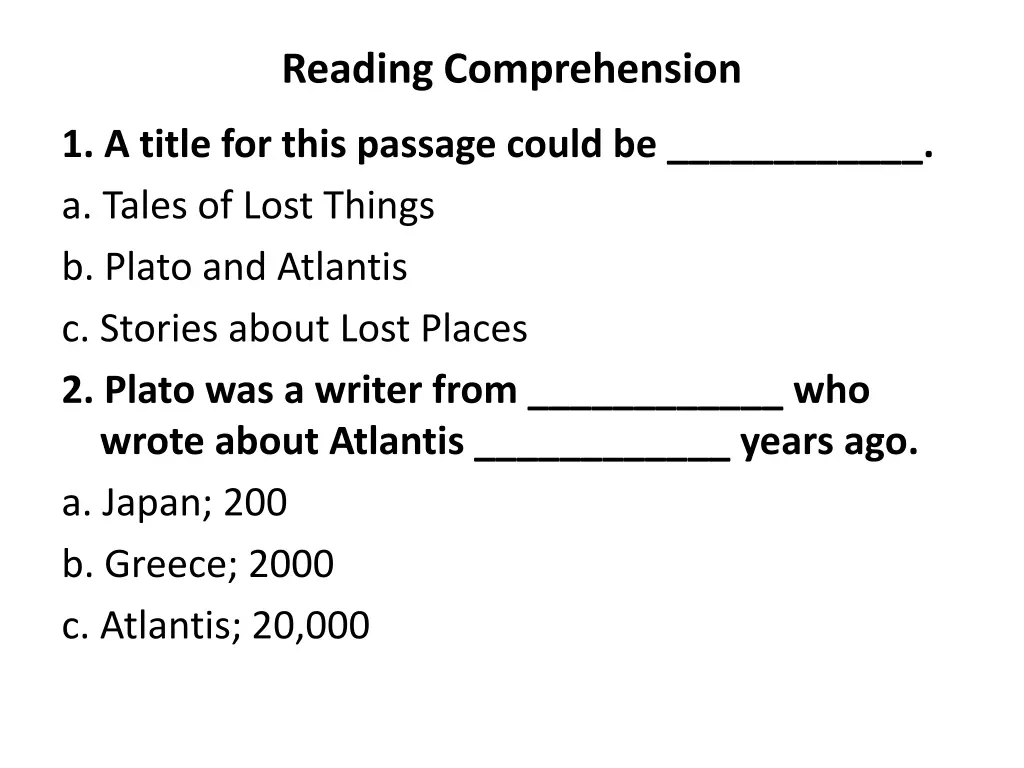 reading comprehension