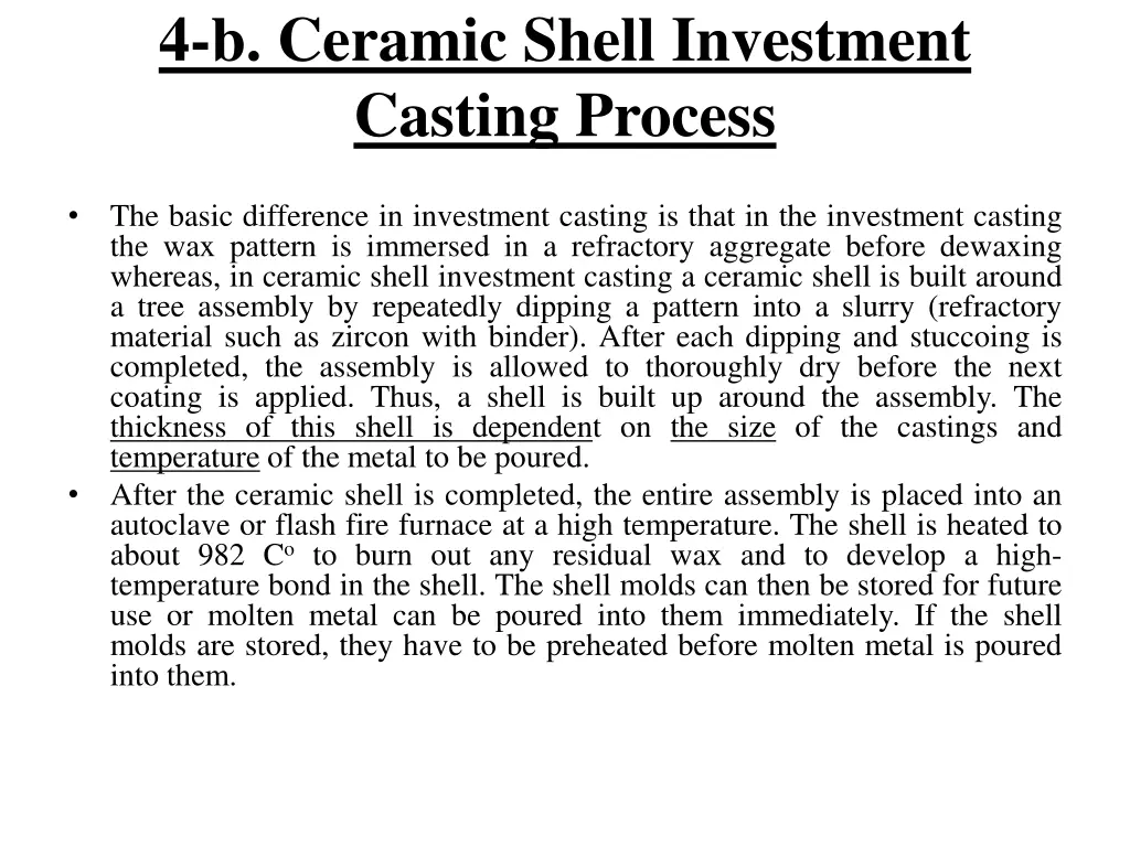 4 b ceramic shell investment casting process