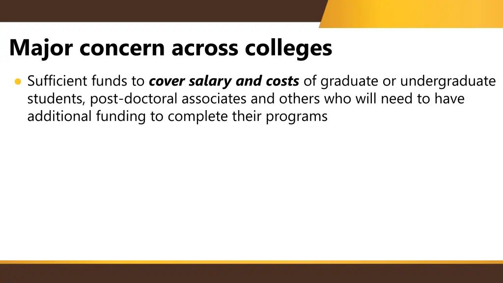 major concern across colleges