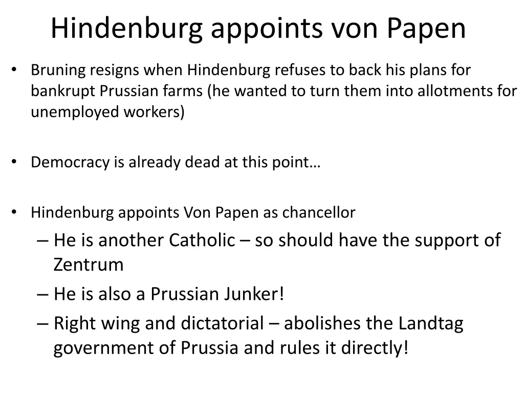 hindenburg appoints von papen
