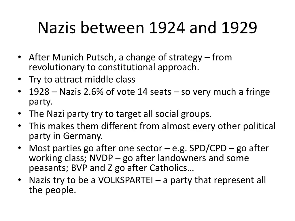 nazis between 1924 and 1929