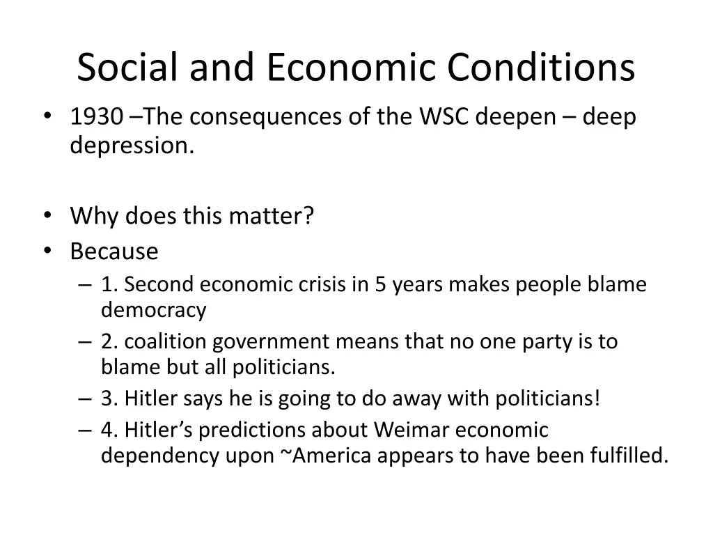 social and economic conditions 1930