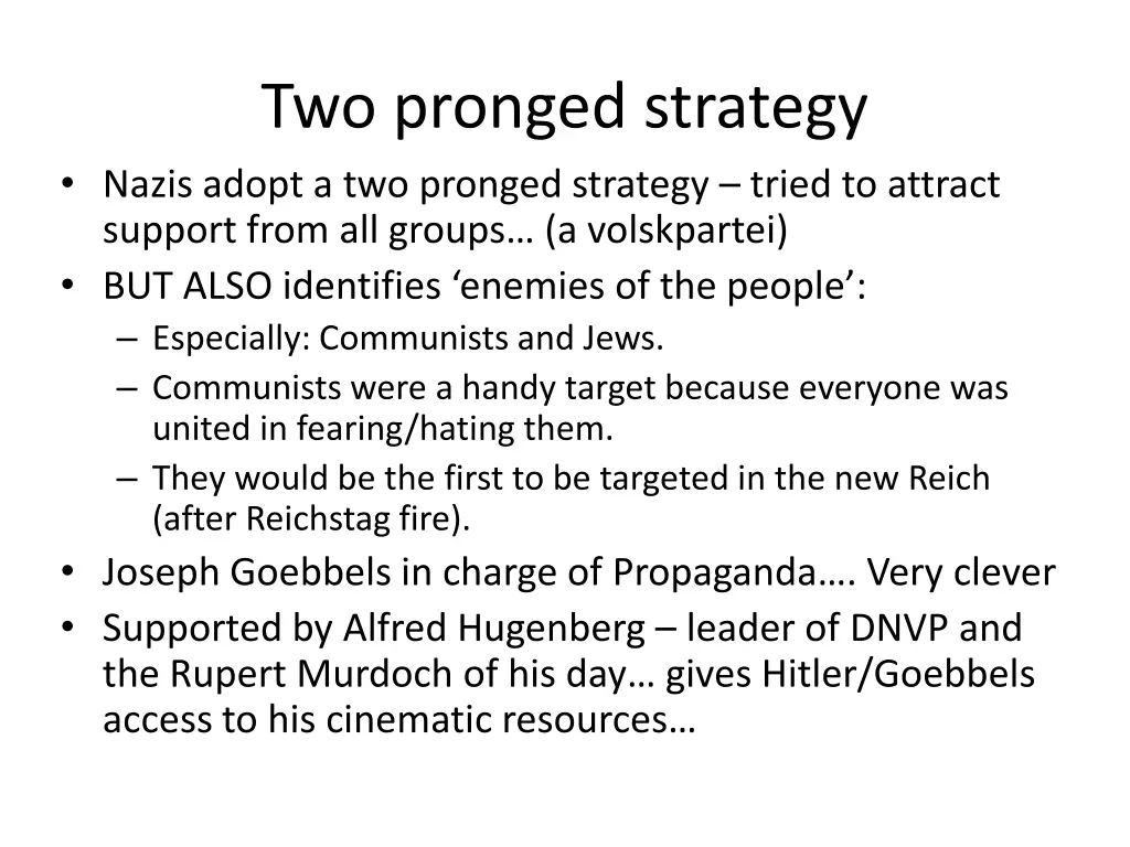 two pronged strategy nazis adopt a two pronged