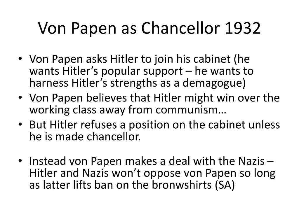 von papen as chancellor 1932