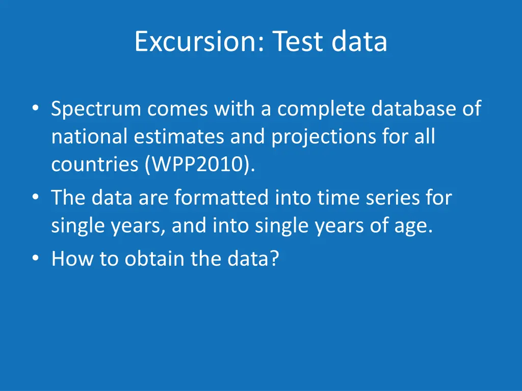 excursion test data