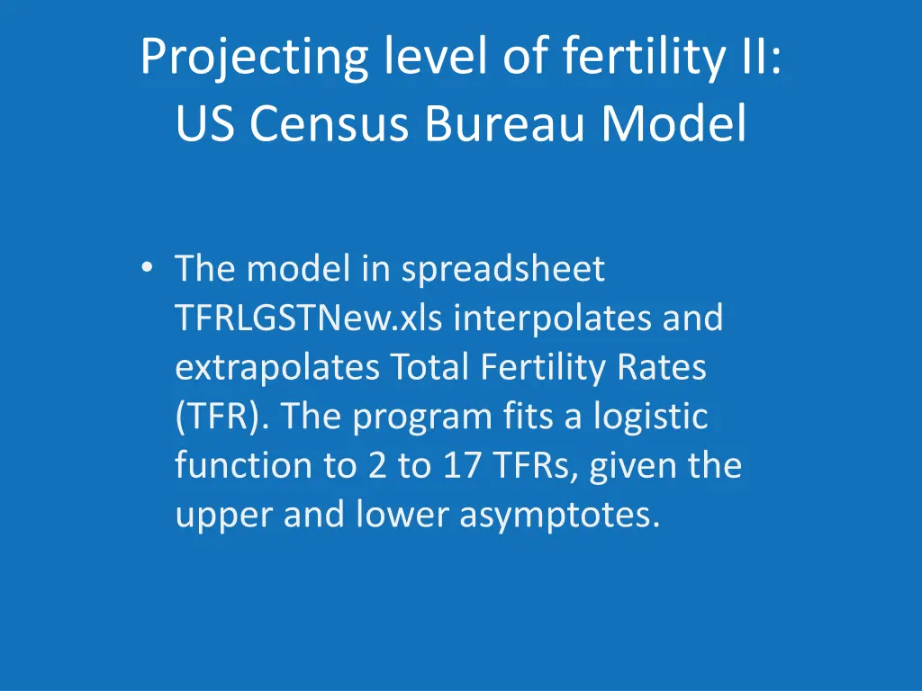 projecting level of fertility ii us census bureau