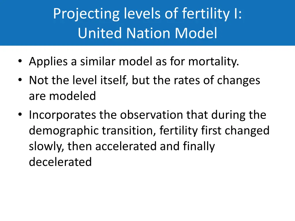 projecting levels of fertility i united nation