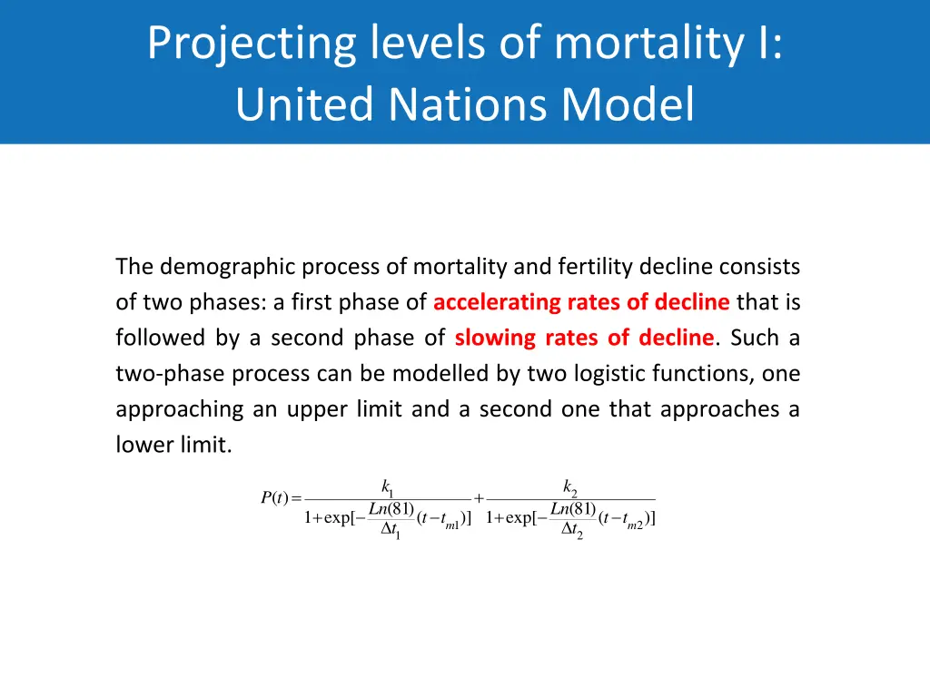 projecting levels of mortality i united nations