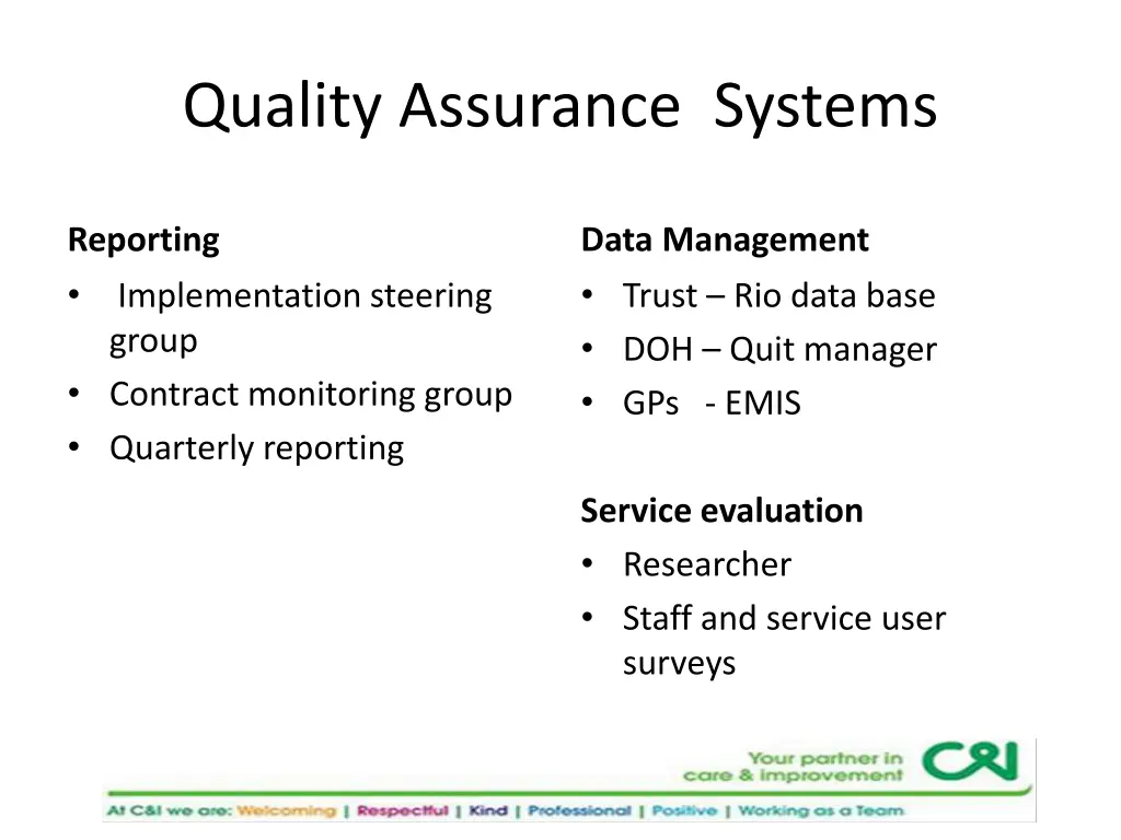 quality assurance systems