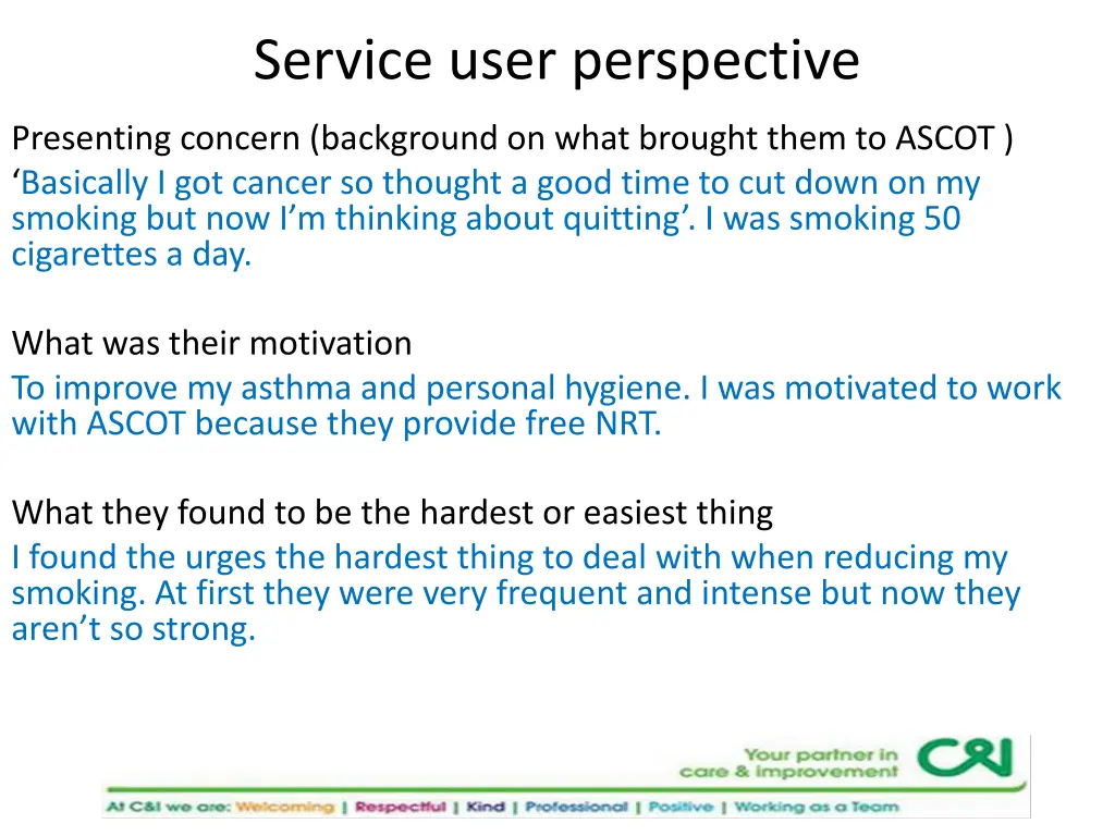 service user perspective