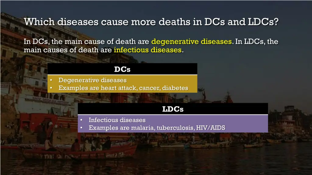 which diseases cause more deaths in dcs and ldcs