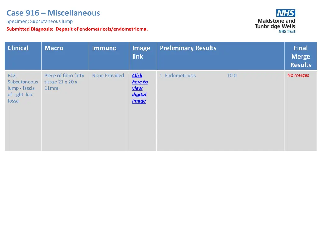 case 916 miscellaneous specimen subcutaneous lump