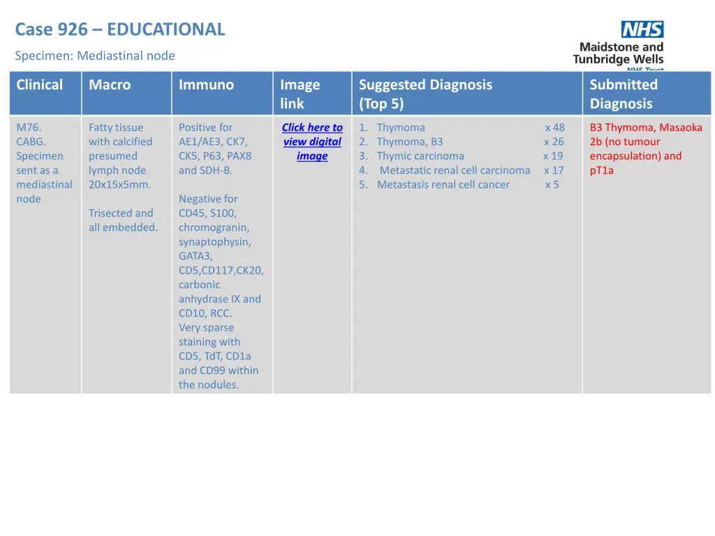 case 926 educational specimen mediastinal node