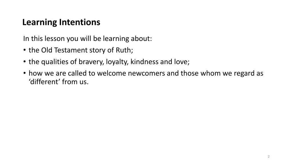 learning intentions