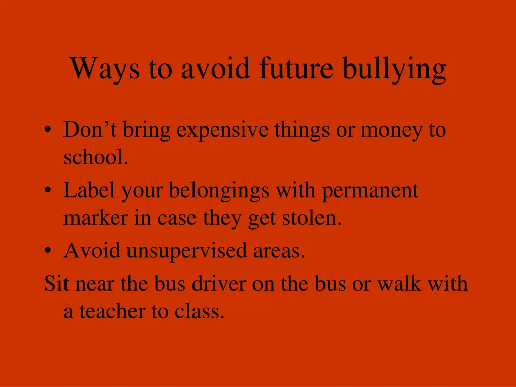 ways to avoid future bullying