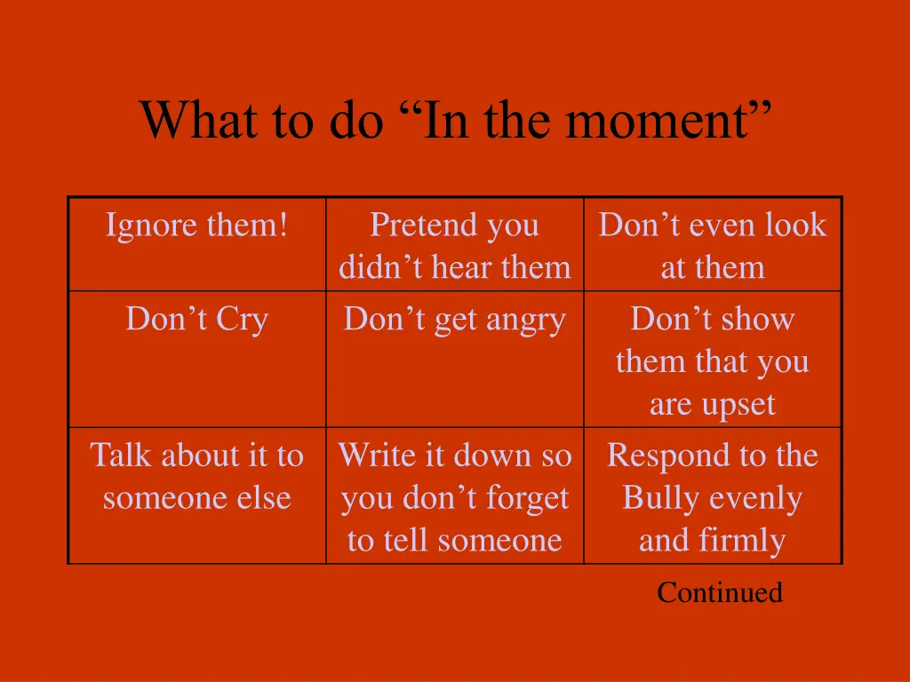 what to do in the moment