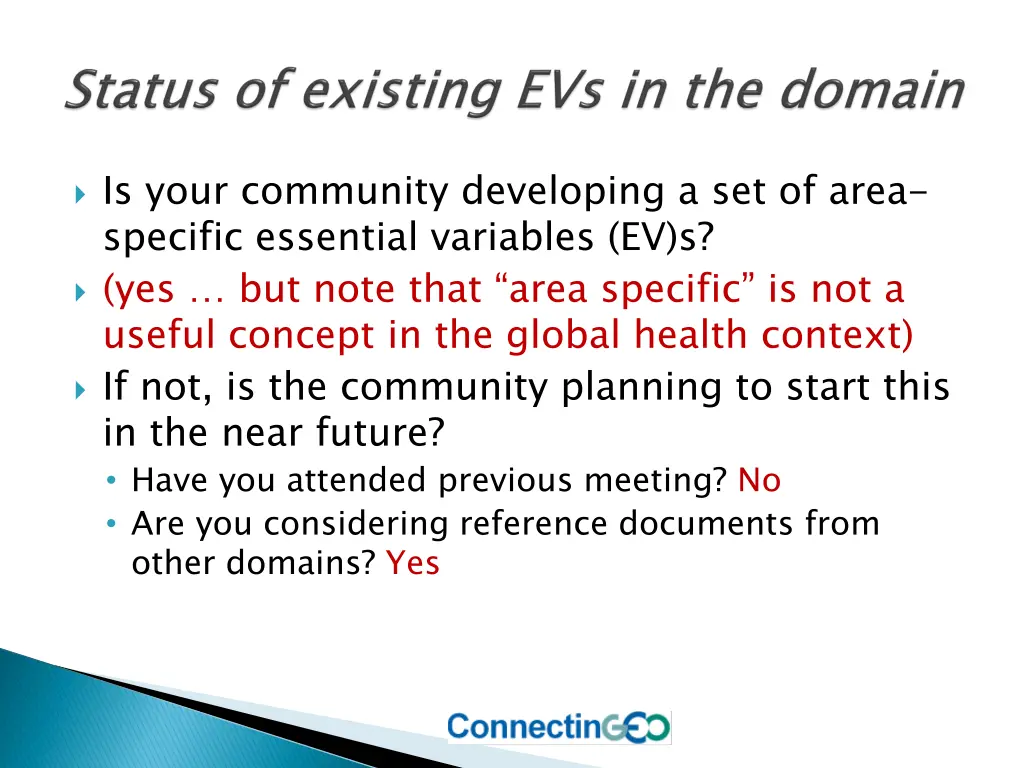 is your community developing a set of area