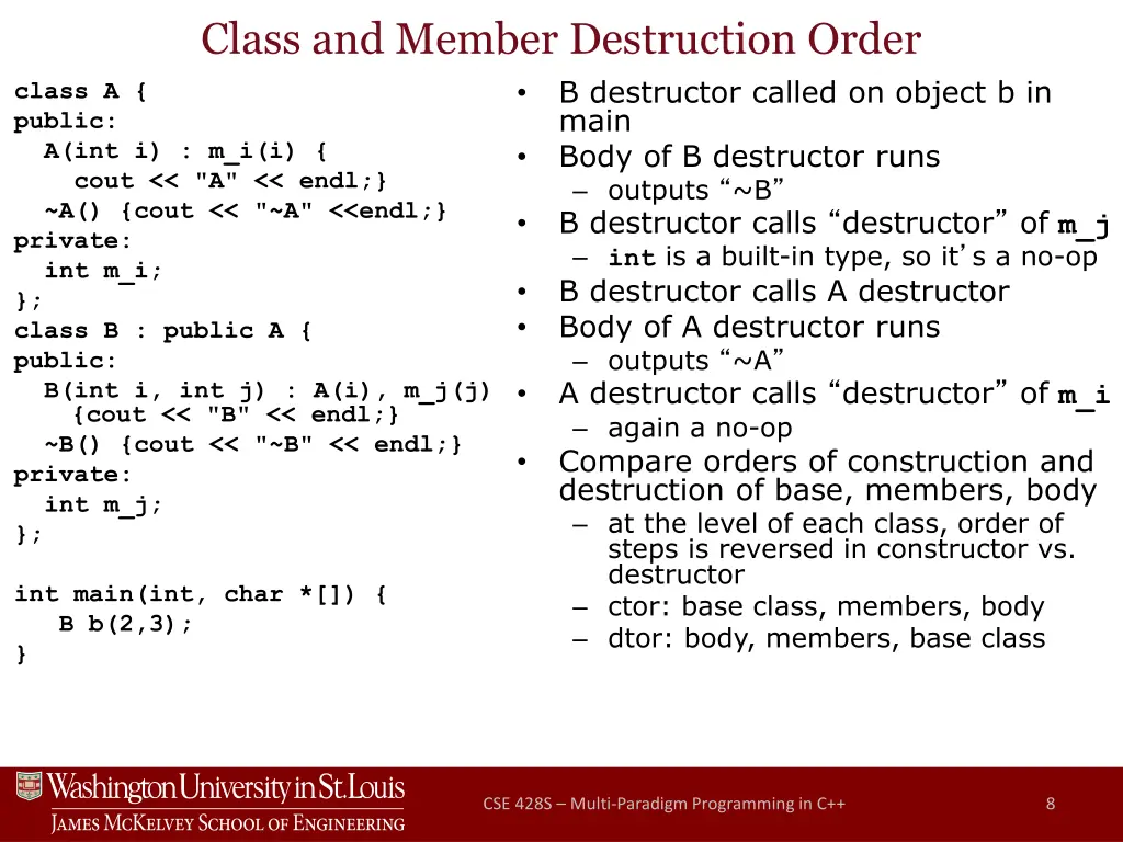 class and member destruction order b destructor
